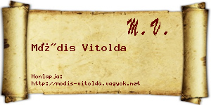 Módis Vitolda névjegykártya